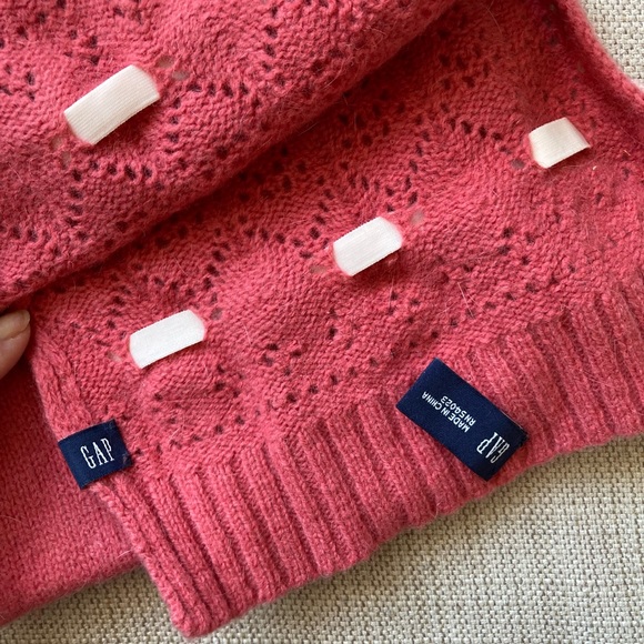 GAP Y2K Lambswool, Rabbit Hair Wool Scarf, Pink, Decorative Ribbon - Picture 2 of 5